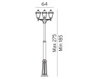 London 483 Lyktestolpe m/3 Lyktehode Høyde 185-275 cm Sort