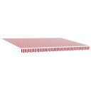  Manuell Uttrekkbar Markise Rød og Hvit Stripe 450x350 cm
