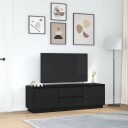 TV benk med LED lys svart eik 160,5x41x50 cm