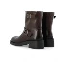 Bianco Biaharper Mid Calf Biker Boot Pull Up Leather   Brown   36