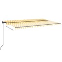 vidaXL Automatisk markise med vindsensor og LED 500x350 cm gul/hvit