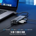 Lemorele TC24L 5-i-1 USB-C Hub med 4K HDMI, USB 3.0, USB 2.0 og 100W PD