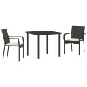 vidaXL Hage Spisegruppe 3 stk. Svart polyrotting