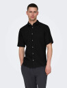 ONLY & SONS Onscaiden Life Ss Solid Linen Shirt Noos - Black - XS