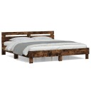 vidaXL Sengeramme med hodegavl røkt eik 180x200 cm konstruert tre 8721012246201