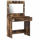  Dressingbord med LED lamper Røkt eik 78.5x41x135 cm