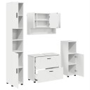 Baderomsinnredningssett 4 pcs Hvit Ingeniørtre og metall