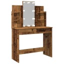  Sminkebord med LED gammelt tre 96x40x142 cm 8721158443144
