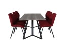 Venture Design Marina & Gemma spisegruppe Grå/rød 6 st stoler & bord 180 x 90 cm