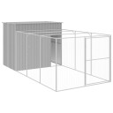 Vidaxl Hundehus Med Tak Lysegrå 214X457X181 cm Galvanisert Stål
