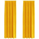  Gardiner med gardiner 2 pcs sennepsgul 140 x 245 cm Fløyel