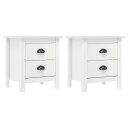 vidaXL Nattbord Hill 2 stk hvit 46x35x49,5 cm heltre furu