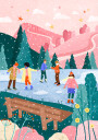 People Ice Skating Plakat Plakat / 100x150cm