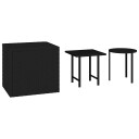 vidaXL Sidebord 3 stk svart polyrotting
