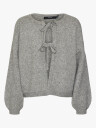 Vero Moda Bow Long Sleeve O-neck Tie Cardigan Grå XL