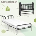 Sammenleggbar sengeramme med gel minneskummadrass – svart 200x90 cm