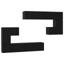  TV benksett Veggmontert 8 pcs Svart eik