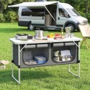 Sammenleggbart campingkjøkken med aluminiumsramme – 120 cm sølvfarget