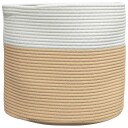  Oppbevaringskurv beige og hvit Ø40x35 cm bomull