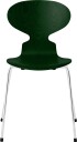 Fritz Hansen - 3101 Myran 4 Ben Färgad Ask Evergreen Underrede Förkromat Stål Spisestoler Arne Jacobsen Grønn Metall/tre