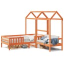  Sett med seng og benk med tak voksbrun 90x190 cm heltre furu 8721102670800
