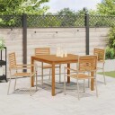 5 delers Hage Spisesett Beige Polyrotting Akasietre