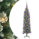  Kunstig Slankt Jule Tre med 150 LED Grønn og hvit 120 cm