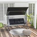 Hollywood huske med salongbord 3 seters hagehuske med justerbar solseil huskebenkbelastning opptil 300 kg for hage terrasse,