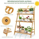 Sammenleggbart bambus plantestativ 3 lags stigehylle 70 x 38 x 95,5 cm Naturlig