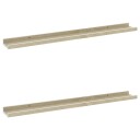 vidaXL Vegghyller 2 stk hvit og sonoma eik 80x9x3 cm