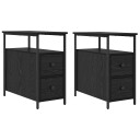  Nattbordskap med skuff 2 pcs Svart eik 30 x 60 x 60 cm