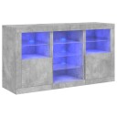 vidaXL Skjenk med LED-lys betonggrå 123x37x67 cm