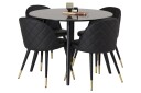 Venture Home Plaza Spisegruppe 100 cm Rund med 4 Velvet Stoler   Sort/Guld