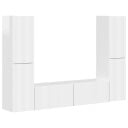  TV benksett 6 pcs Høyglanset hvit Konstruert tre