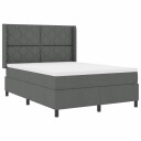  Box Spring Seng med Madras & LED i Mørkegrå 140x200 cm Stoff