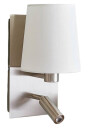 Lindby Vegglampe Aiden med LED-leselys, hvit, nikkel