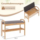 Bambus skobenk med oppbevaring polstret sete 70 cm