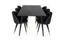 Venture Home Dipp Spisegruppe 180 cm Rektangulær med 6 Velvet Stoler Sort/Guld