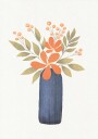 Orange Flowers In A Blue Vase Plakat Plakat / 40x50cm