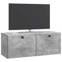  Vegghengt TV skap 78,5 x 31 x 30 cm Betonggrå Konstruert tre