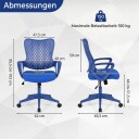 Ergonomisk kontorstol nettingrygg justerbar høyde blå