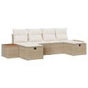  Hagesofa Set med pute 6 pcs Beige Poly rattan