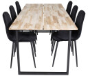 Venture Design Cirebon & Polar spisegruppe Natur/svart 6 st stoler & bord 200 x 90 cm