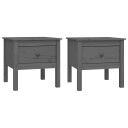 vidaXL Sidebord 2 stk grå 50x50x49 cm heltre furu