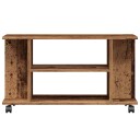  TV-benk med hjul gammelt tre 80x40x45 cm konstruert tre 8721158433954