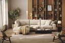 Copenhagen Premium 4 personers Venstrevendt L formet Dyb Chaiselongsofa i Chenille   Beige
