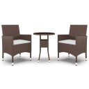 vidaXL Hagebistrosett 3 deler polyrotting og herdet glass brun
