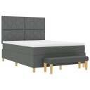  Box Spring Seng med Madrass & Benk Mørk Grå 160x200 cm Stoff
