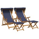 vidaXL Hage Stol 4 pcs 3 Posisjon Solid Eucalyptus Tre Blå