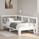  Seng med bokhylle uten madrass hvit 90x190 cm heltre furu